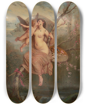 Triptych art skateboard deck of Henripierre Picou Lamour by Henri-Pierre Picou (1824-1895)