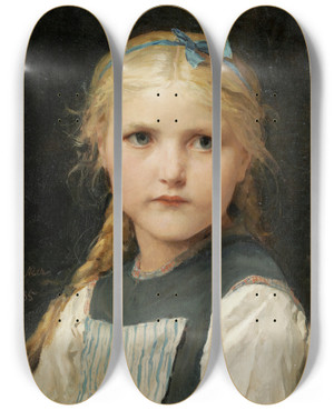 Triptych art skateboard deck of Albert Anker Portrait Of A Girl_2 by Albert Anker (1831-1910)