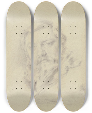 Triptych art skateboard deck of Angilbert Gbel Bildnis Des Malers Gustave Courbet by Angilbert Gobel (1821-1882)