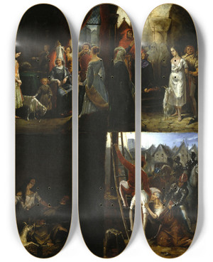 Triptych art skateboard deck of Antoine Rivoulon Scnes De Notredame De Paris by Antoine Rivoulon (1810-1864) Triptych art skateboard deck of Antoine Rivoulon Scnes De Notredame De Paris by Antoine Rivoulon (1810-1864)