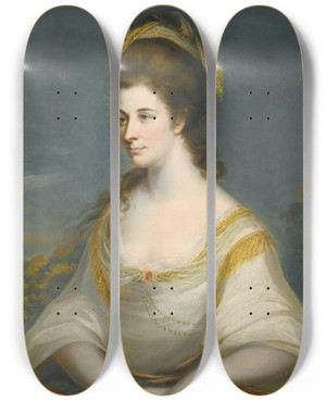Triptych art skateboard deck of Thomas Hickey Portrait Of Sophia Dashwood by Thomas Hickey (1741-1824)