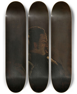 Triptych art skateboard deck of Anton Mauve Portrait Of Pieter Frederik Van Os Painter by Anton Mauve (1838-1888)