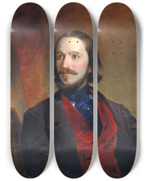 Triptych art skateboard deck of Charles Loring Elliott William Sidney Mount by Charles Loring Elliott (1812-1868)