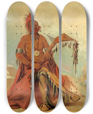 Triptych art skateboard deck of George Catlin Clermnt First Chief Of The Tribe by George Catlin (1796-1872) Triptych art skateboard deck of George Catlin Clermnt First Chief Of The Tribe by George Catlin (1796-1872)