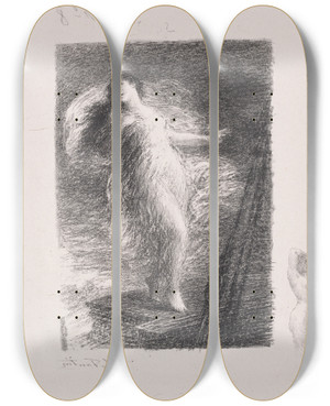 Triptych art skateboard deck of Henri Fantinlatour La Jeune Tarentine by Henri Fantin-Latour (1836-1904)