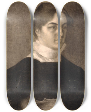 Triptych art skateboard deck of Vilhelm Hammershi Portrait Of Karen Bramsen by Vilhelm Hammershoi (1864-1916)