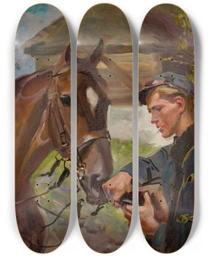 Triptych art skateboard deck of Wojciech Kossak Uhlan At A Horse by Wojciech Kossak (1857-1942) Triptych art skateboard deck of Wojciech Kossak Uhlan At A Horse by Wojciech Kossak (1857-1942)