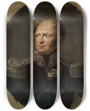 Triptych art skateboard deck of Franciszek Ksawery Lampi Portrait Of Tsar Alexander I by Franciszek Ksawery Lampi (1782-1852)