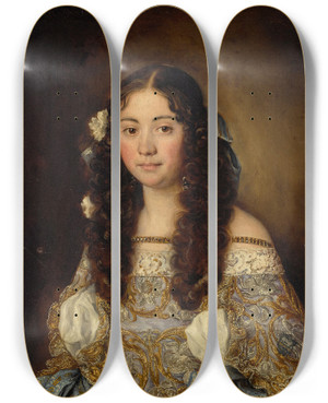 Triptych art skateboard deck of Jacob Ferdinand Voet Portrait Of Laura Chigi by Jacob Ferdinand Voet (1639-1700)