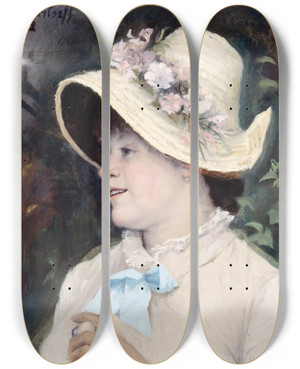 Triptych art skateboard deck of Marie Bashkirtseff La Parisienne Portrait Dirma Modle Lacadmie Julian by Marie Bashkirtseff (1858-1884)