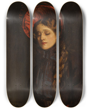 Triptych art skateboard deck of Sir John Lavery Edna Mayin Thebelle Of New York by Sir John Lavery (1856-1941)