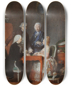 Triptych art skateboard deck of Jeanfranois Garneray La Partie De Trictrac by Jean-Franois Garneray (1755-1837)