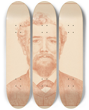 Triptych art skateboard deck of Ferdinand Hart Nibbrig Portret Van Pier Pander by Ferdinand Hart Nibbrig (1866-1915)