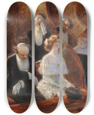 Triptych art skateboard deck of Albert Guillaume Musique Savante by Albert Guillaume (1873-1942)