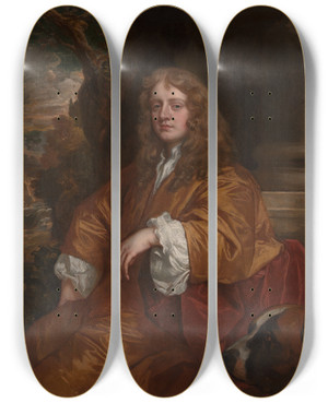 Triptych art skateboard deck of Sir Peter Lely Sir Ralph Bankes by Sir Peter Lely (1618-1680)