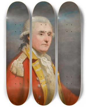 Triptych art skateboard deck of George Romney Portrait Of A Gentleman by George Romney (1734-1802)