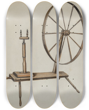 Triptych art skateboard deck of Hugh Clarke Wheel by Hugh Clarke