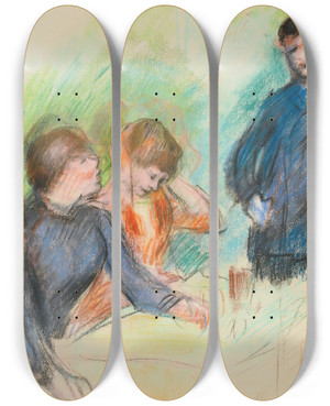 Triptych art skateboard deck of Pierreauguste Renoir La Conversation_2 by Pierre-Auguste Renoir (1841-1919)