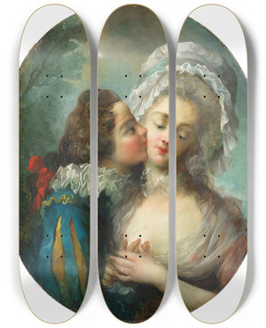 Triptych art skateboard deck of Jeanfrdric Schall Couples Embracing_2 by Jean-Frdric Schall (1752-1825)