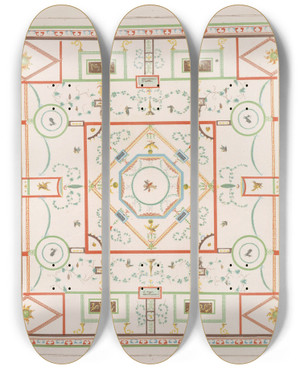 Triptych art skateboard deck of Victor Steeger The Most Beautiful Walls In Pompeii Pl05 by Victor Steeger (19-)