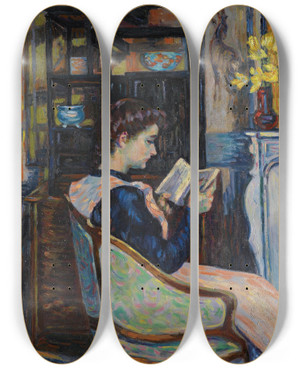 Triptych art skateboard deck of Armand Guillaumin Mademoiselle Guillaumin Lisant by Armand Guillaumin (1841-1927) Triptych art skateboard deck of Armand Guillaumin Mademoiselle Guillaumin Lisant by Armand Guillaumin (1841-1927)