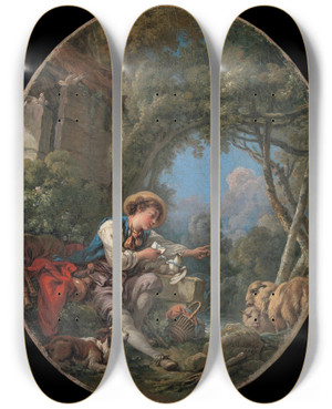 Triptych art skateboard deck of Franois Boucher The Dispatch Of The Messenger by Francois Boucher (1703-1770)