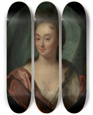 Triptych art skateboard deck of Godfried Schalcken Anna Maria Gool by Godfried Schalcken (1643-1706)