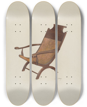 Triptych art skateboard deck of John Lang Bootjack Chair by John Lang