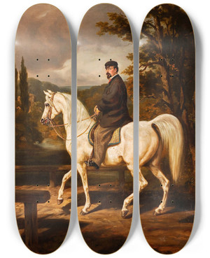 Triptych art skateboard deck of Juliusz Kossak Rider by Juliusz Kossak (1824-1899)