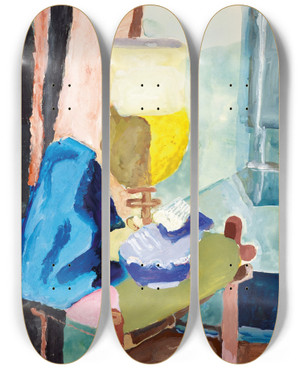 Triptych art skateboard deck of Vera Mikhailovna Ermolaeva Still Life With A Glass by Vera Mikhailovna Ermolaeva (1893-1938)