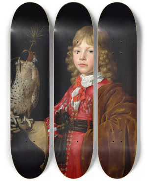 Triptych art skateboard deck of Wallerant Vaillant Portrait Of A Boy With A Falcon by Wallerant Vaillant (1623-1677) Triptych art skateboard deck of Wallerant Vaillant Portrait Of A Boy With A Falcon by Wallerant Vaillant (1623-1677)