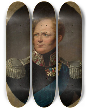 Triptych art skateboard deck of Aleksander Ludwik Molinari Portrait Of Tsar Alexander I by Aleksander Ludwik Molinari (1795-1868)