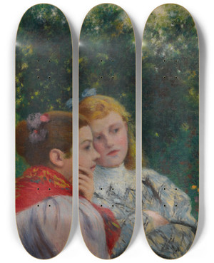 Triptych art skateboard deck of Federico Zandomeneghi Les Deux Soeurs by Federico Zandomeneghi (1841-1917)