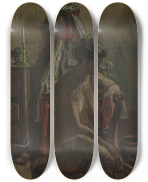 Triptych art skateboard deck of Walter Richard Sickert The Beribboned Washstand by Walter Richard Sickert (1860-1942)