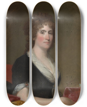Triptych art skateboard deck of Gilbert Stuart Margaret Spear Smith by Gilbert Stuart (1755-1828)