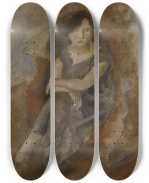Triptych art skateboard deck of Jules Pascin Gaby by Jules Pascin (1885-1930)