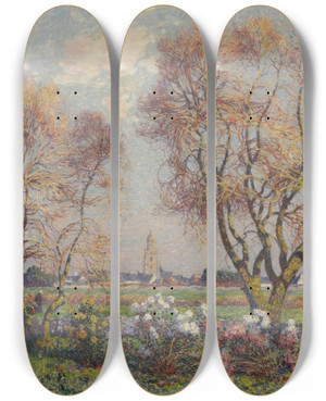 Triptych art skateboard deck of Ferdinand Du Puigaudeau Printemps Autour Du Croisic by Ferdinand Du Puigaudeau (1864-1930) Triptych art skateboard deck of Ferdinand Du Puigaudeau Printemps Autour Du Croisic by Ferdinand Du Puigaudeau (1864-1930)