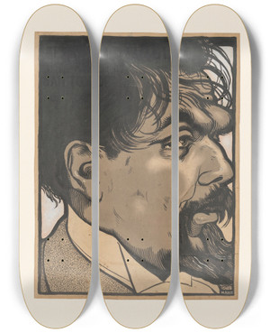 Triptych art skateboard deck of Albert Hahn Portret Van Jan Toorop by Albert Hahn (1877-1918)