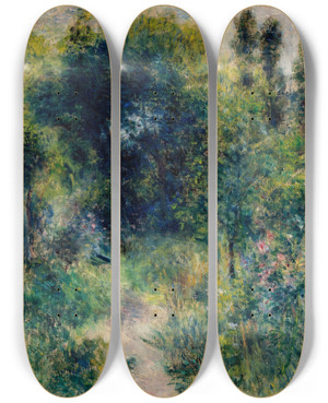 Triptych art skateboard deck of Pierreauguste Renoir Garden by Pierre-Auguste Renoir (1841-1919)