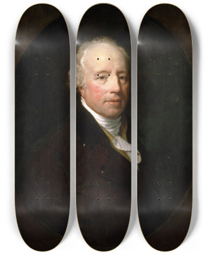 Triptych art skateboard deck of Hugh Douglas Hamilton Portrait Of Richard Lovell Edgeworth 17441817 by Hugh Douglas Hamilton (1739-1808)