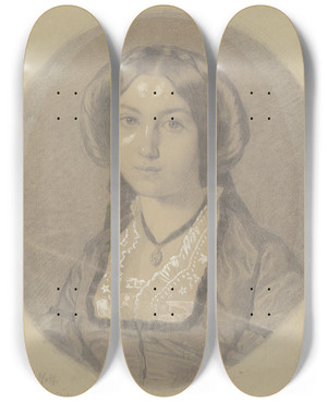 Triptych art skateboard deck of Johann Jakob Hoff Bildnis Mathilde Hoff Schwester Des Knstlers_2 by Johann Jakob Hoff (1838-1892)