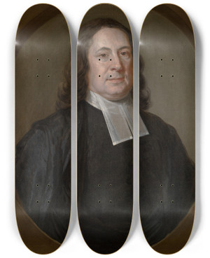 Triptych art skateboard deck of John Smibert Reverend Joseph Sewall by John Smibert (1688-1751)