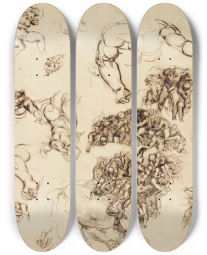 Triptych art skateboard deck of Eugne Delacroix Studies Of Nude Figures After Michelangelo by Eugene Delacroix (1798-1863) Triptych art skateboard deck of Eugne Delacroix Studies Of Nude Figures After Michelangelo by Eugene Delacroix (1798-1863)
