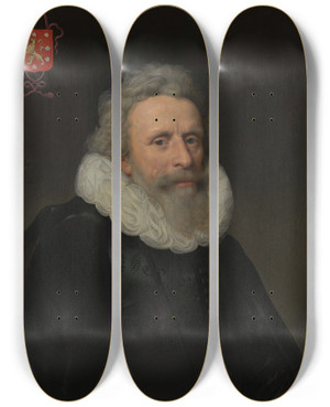 Triptych art skateboard deck of Michiel Jansz Van Mierevelt Jacob Van Dalen 15701644 Called Vallensis by Michiel Jansz Van Mierevelt (1566-1641)