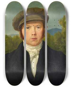 Triptych art skateboard deck of Jakob Christoph Miville Portrait Of The Artists Brother Heinrich Mivillekrug by Jakob Christoph Miville (1786-1836)