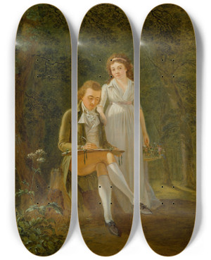 Triptych art skateboard deck of Franz Niklaus Knig Portrait Of Jean Frdric Dostervald 17731850 And His Wife Rosemarie Alexandrine Divernois by Franz Niklaus Konig (1765-1832)