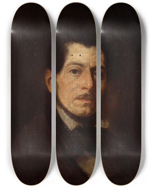 Triptych art skateboard deck of Piotr Michaowski Selfportrait by Piotr Michalowski (1800-1855)