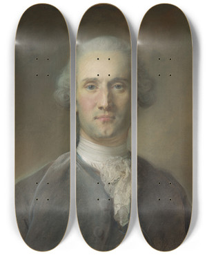 Triptych art skateboard deck of Jeanbaptiste Perronneau Portrait Of A Man_1 by Jean-Baptiste Perronneau (1715-1783)