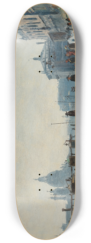 Ercole Calvi - View Of The Riva Degli Schiavoni, Venice, Looking West Towards The Palazzo Ducale And The Punta Della Dogana 8.25 inch art skate deck