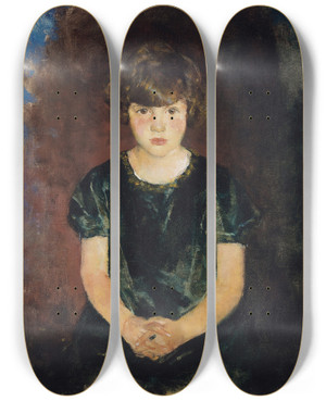 Triptych art skateboard deck of Charles Webster Hawthorne Portrait Of A Little Girl by Charles Webster Hawthorne (1872-1930)